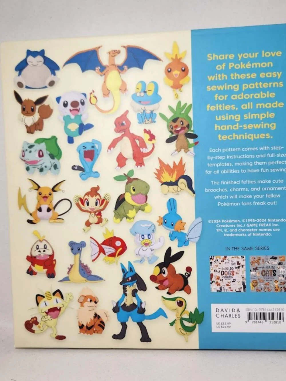 NEW Hardcover Pokemon Sewing Characters Pattern Book Felt Animals Craft Crafting